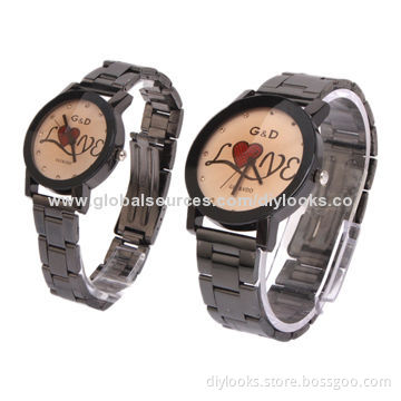 Stylish Love Pattern Quartz Wrist Couple Watch